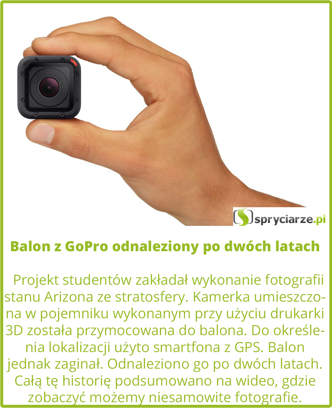 Balon z GoPro odnaleziony po dwóch latach 