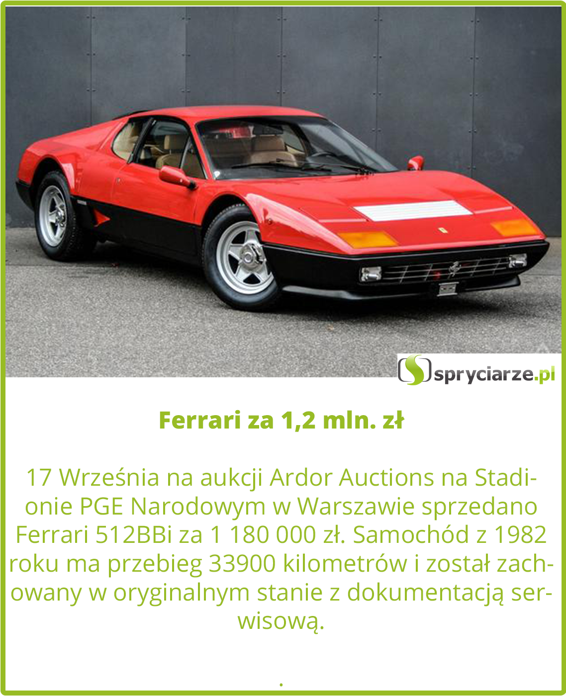 Ferrari za 1,2 mln. zł.