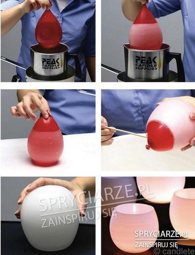 Świeczki wykonane przy pomocy balonów